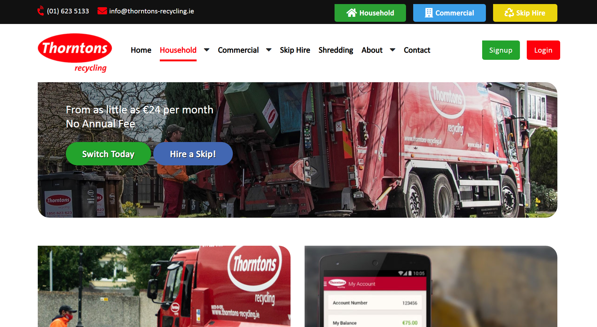 Desktop view preview of Thorntons Recycling + Skip.ie